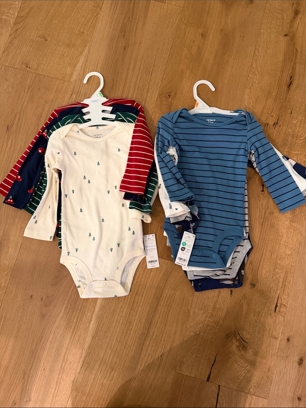 Carter's Long-Sleeve One-Piece Bodysuit Set  2 sets 12 and 18month